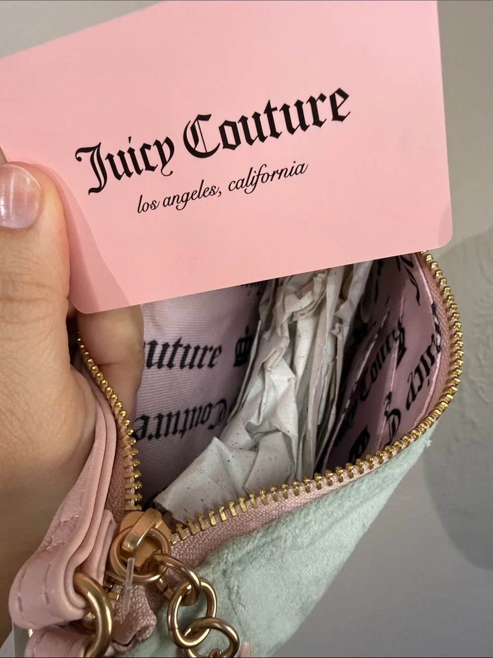 Juicy Couture Velour Scottie Dog Shoulder Bag Mint Pink NWOT